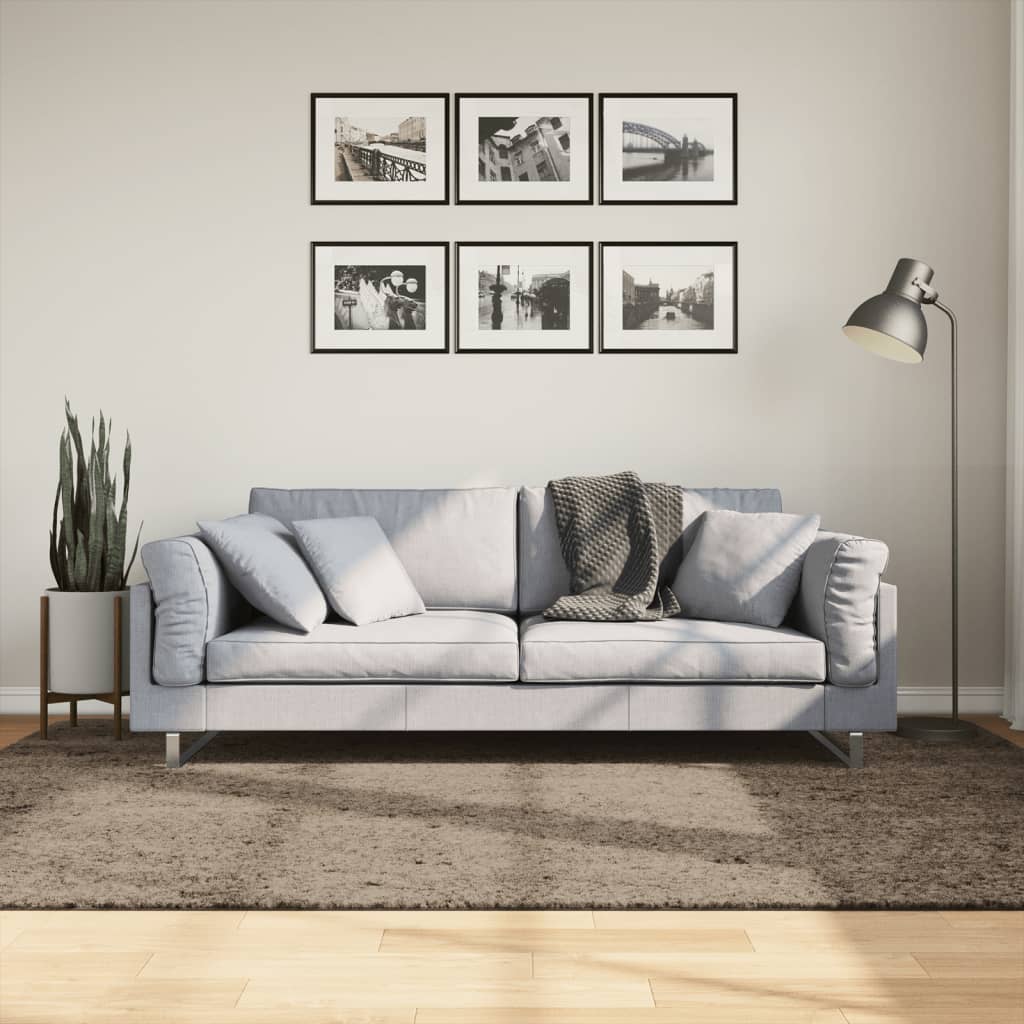 Teppe ISTAN med lang luv skinnende utseende grå 160x230 cm