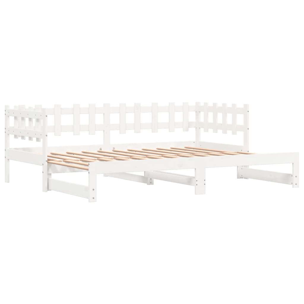 Uttrekkbar dagseng hvit 2x(80x200) cm heltre furu
