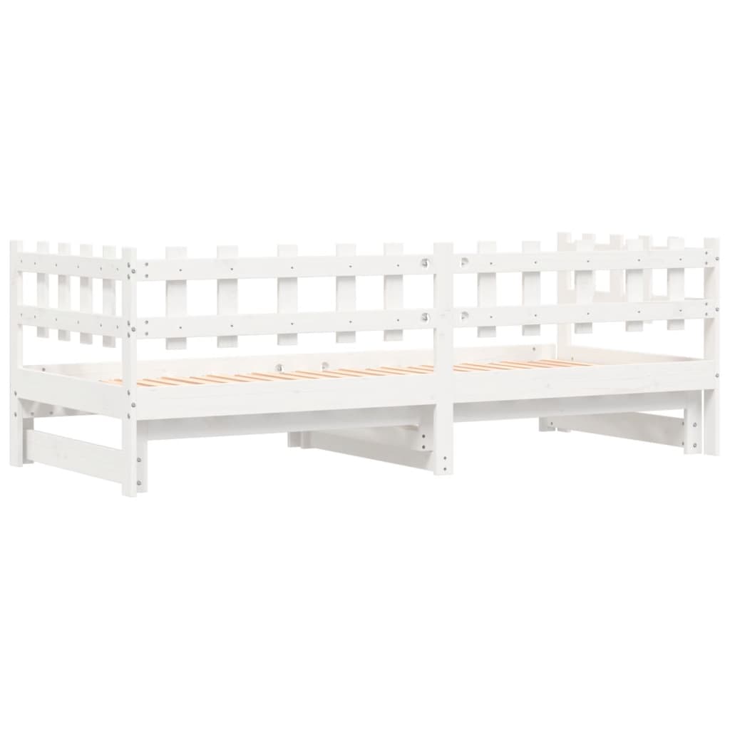 Uttrekkbar dagseng hvit 2x(80x200) cm heltre furu