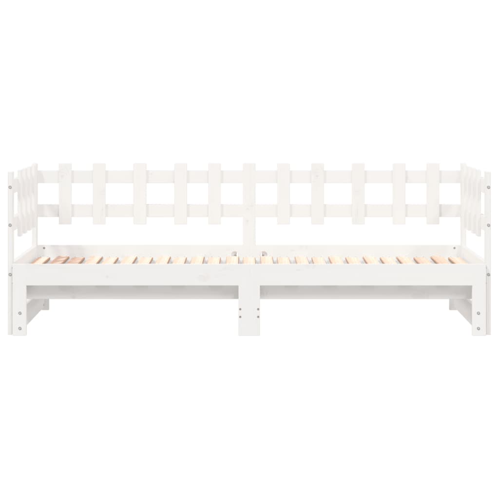 Uttrekkbar dagseng hvit 2x(90x200) cm heltre furu