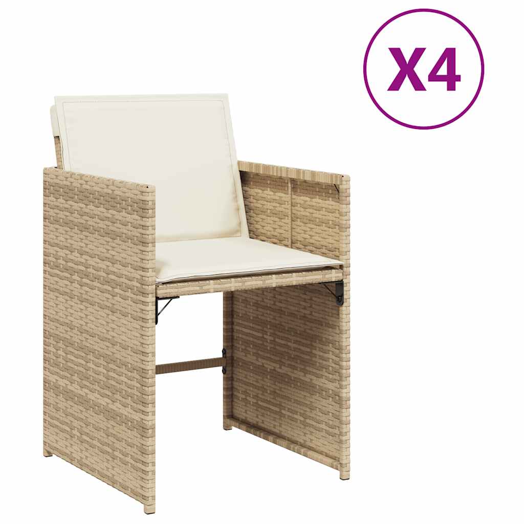 Hagestoler med puter 4 stk beige polyrotting