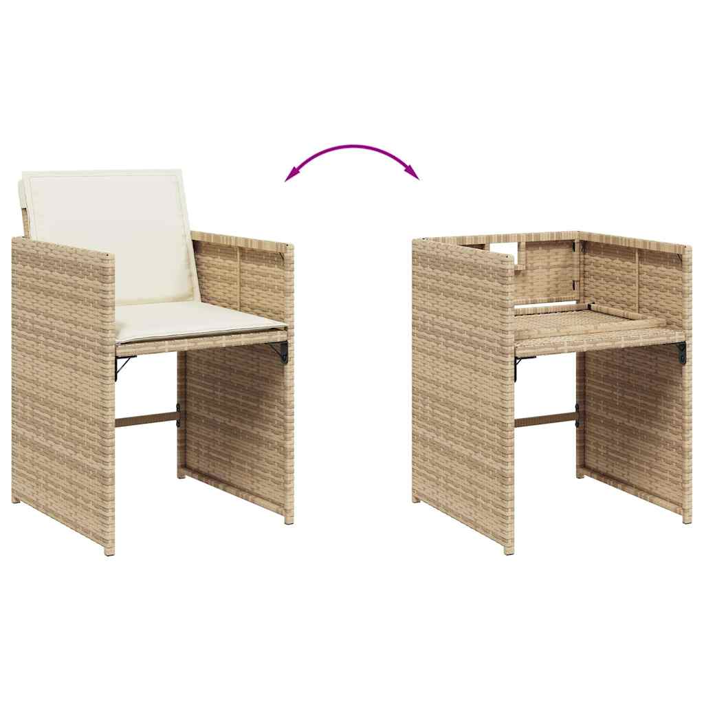 Hagestoler med puter 4 stk beige polyrotting