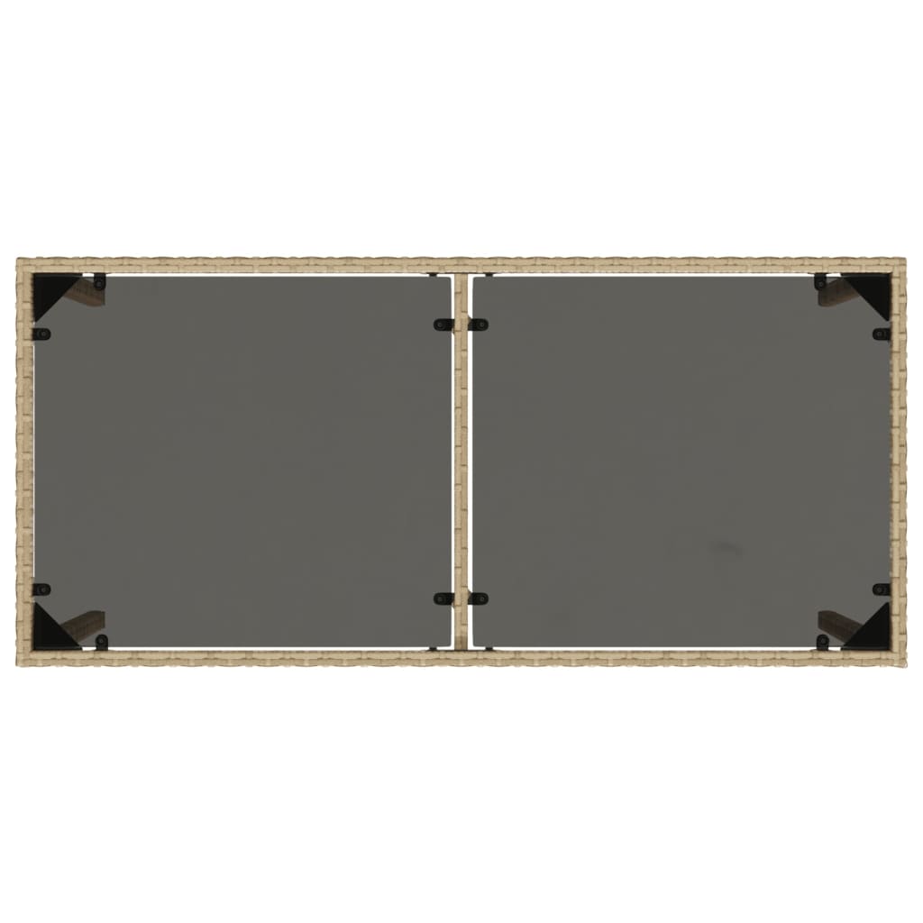 Hagebord med glassplate beige 115x54x74 cm polyrotting