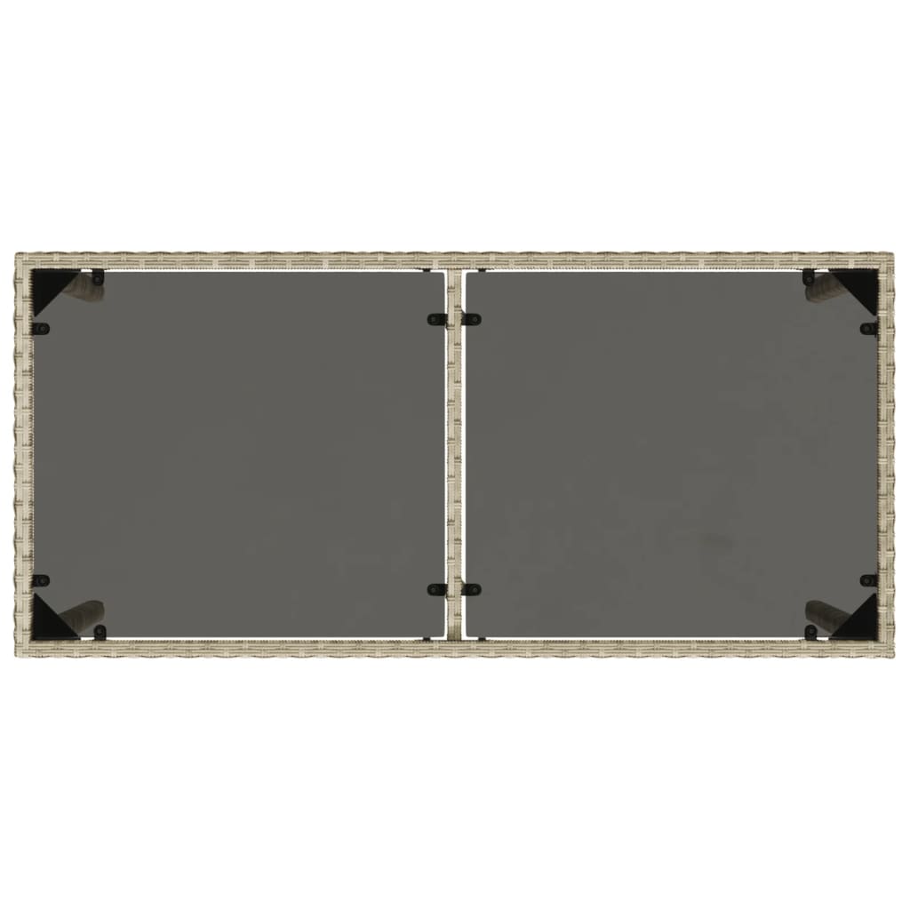 Hagebord med glassplate lysegrå 115x54x74 cm polyrotting