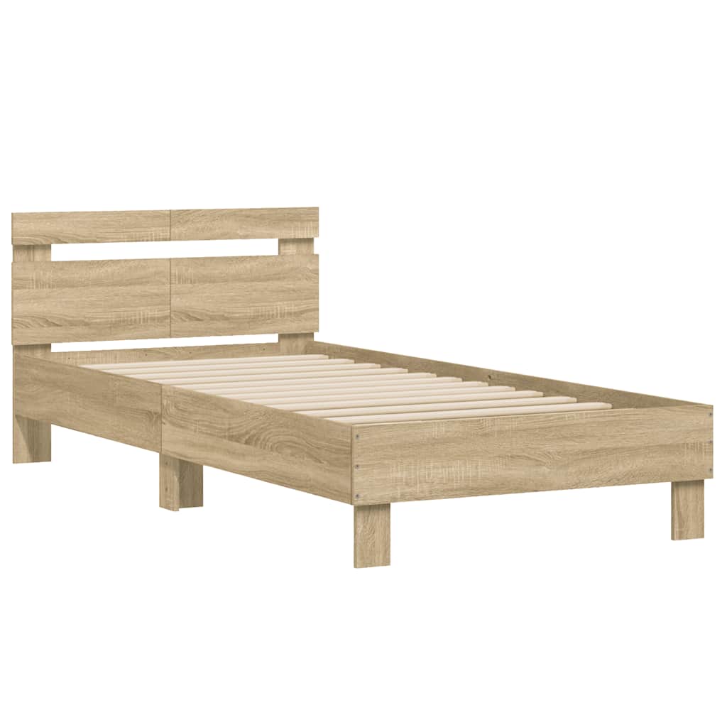 Sengeramme uten madrass med hodegavl sonoma eik 100x200 cm