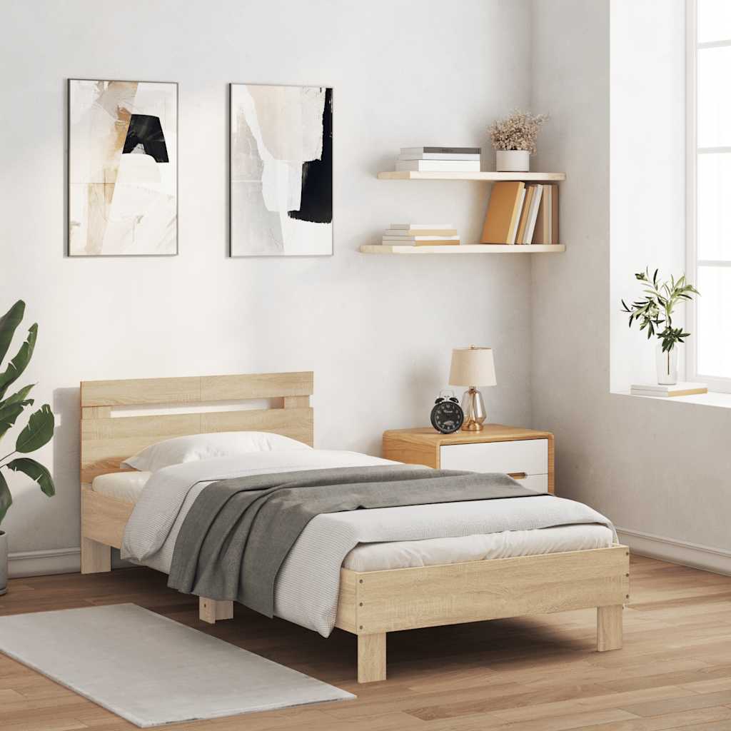 Sengeramme uten madrass med hodegavl sonoma eik 100x200 cm