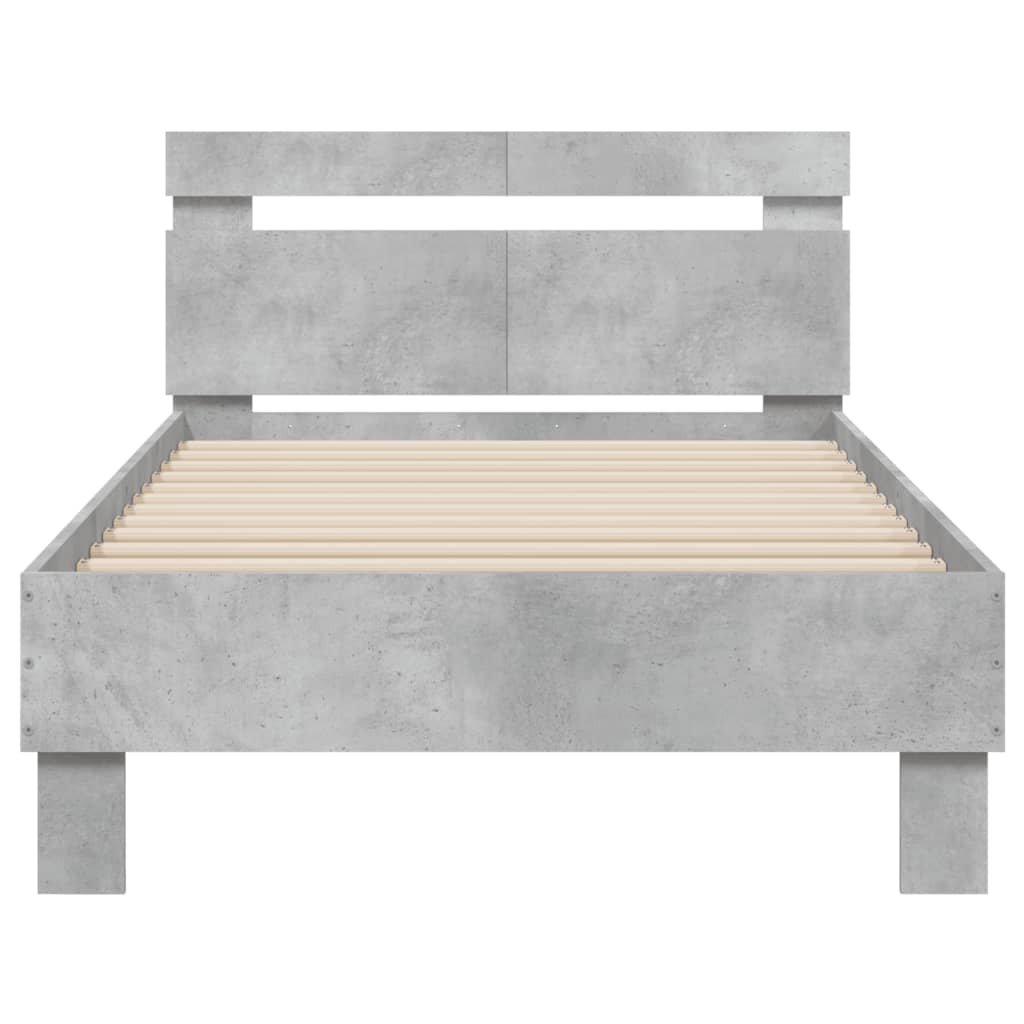 Sengeramme med hodegavl betonggrå 100x200 cm konstruert tre