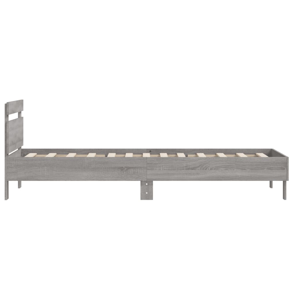 Sengeramme med hodegavl grå sonoma 100x200 cm konstruert tre