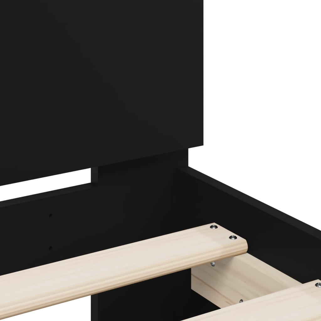 Sengeramme med hodegavl svart 90x200 cm konstruert tre