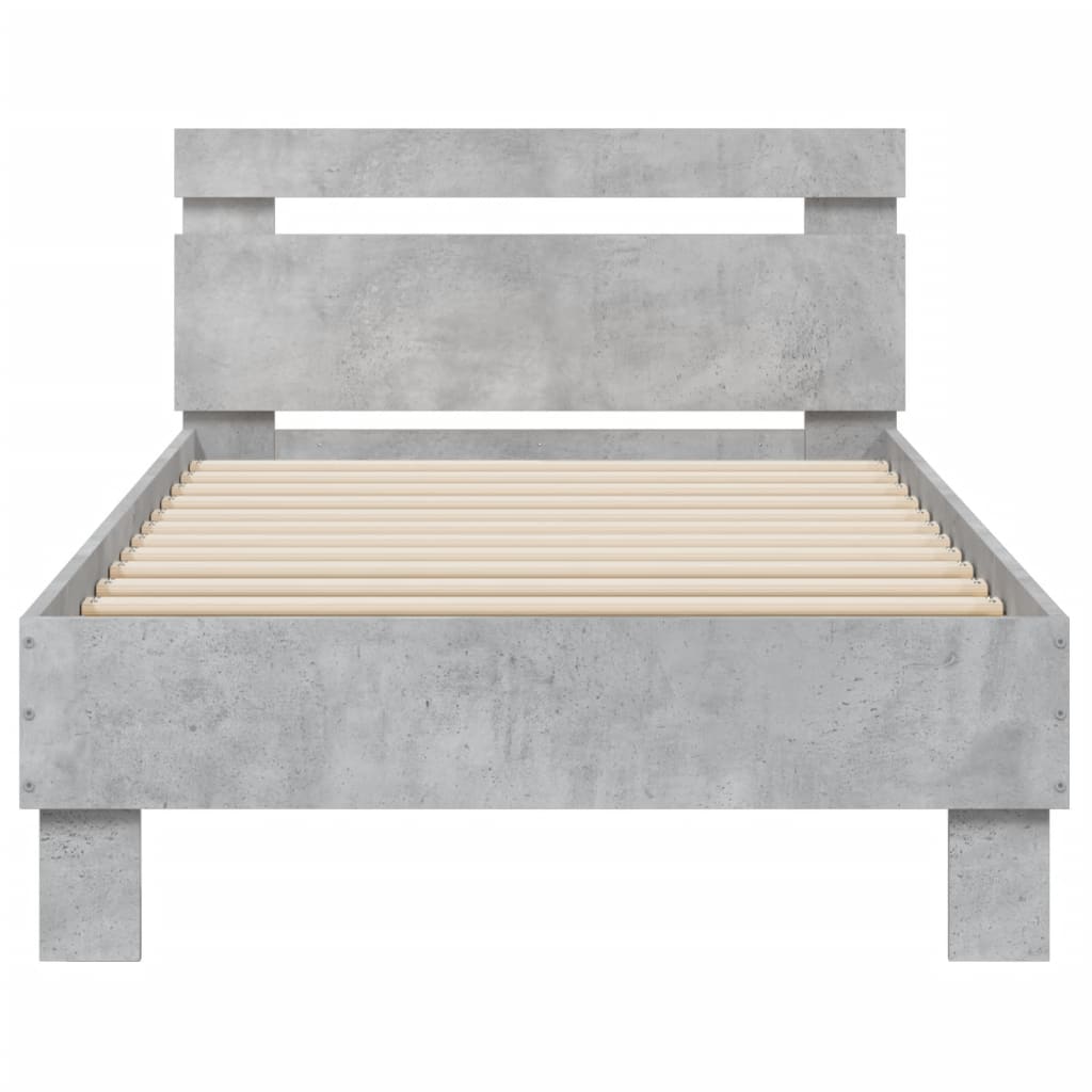Sengeramme med hodegavl betonggrå 90x200 cm konstruert tre