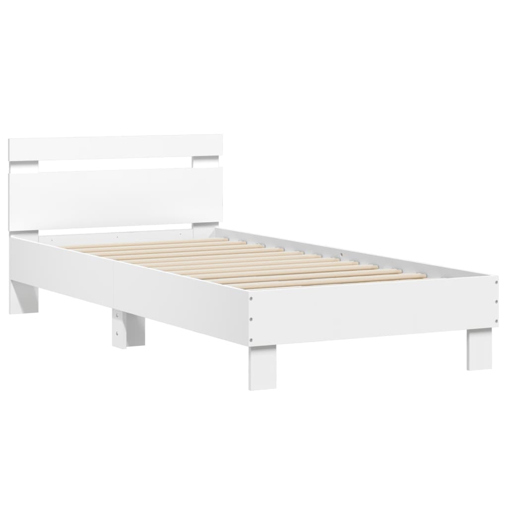 Sengeramme med hodegavl hvit 90x190 cm konstruert tre