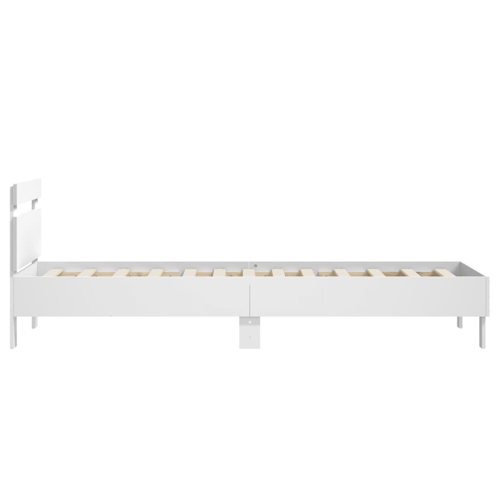 Sengeramme med hodegavl hvit 90x190 cm konstruert tre