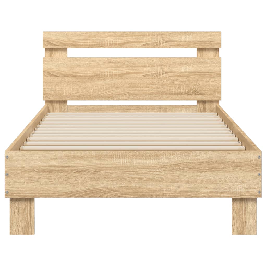 Sengeramme uten madrass med hodegavl sonoma eik 90x190 cm
