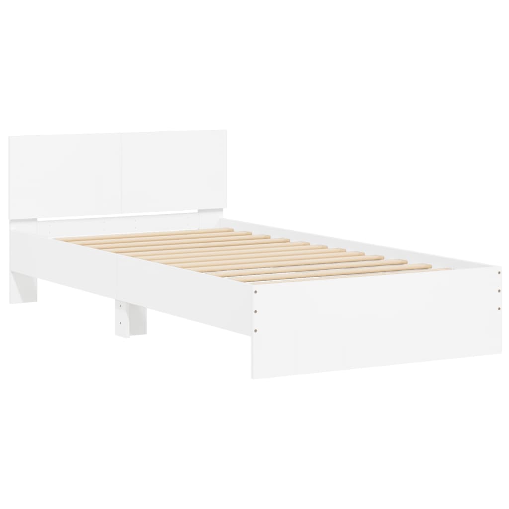 Sengeramme med hodegavl hvit 100x200 cm konstruert tre