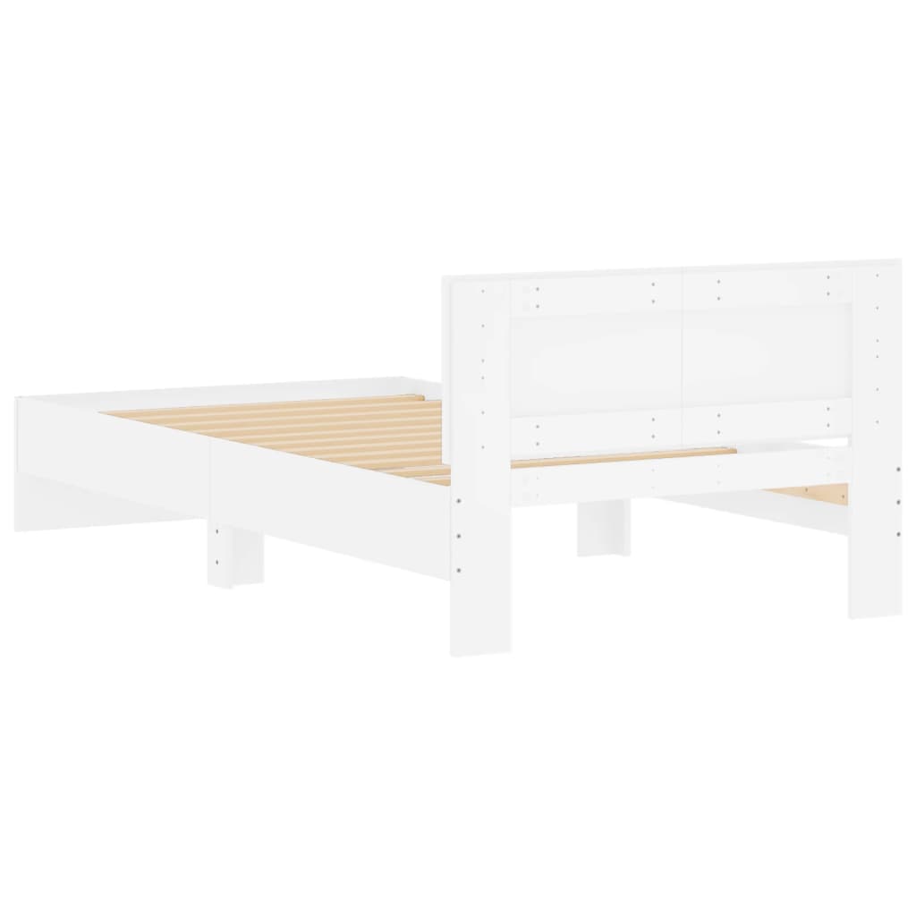 Sengeramme med hodegavl hvit 100x200 cm konstruert tre