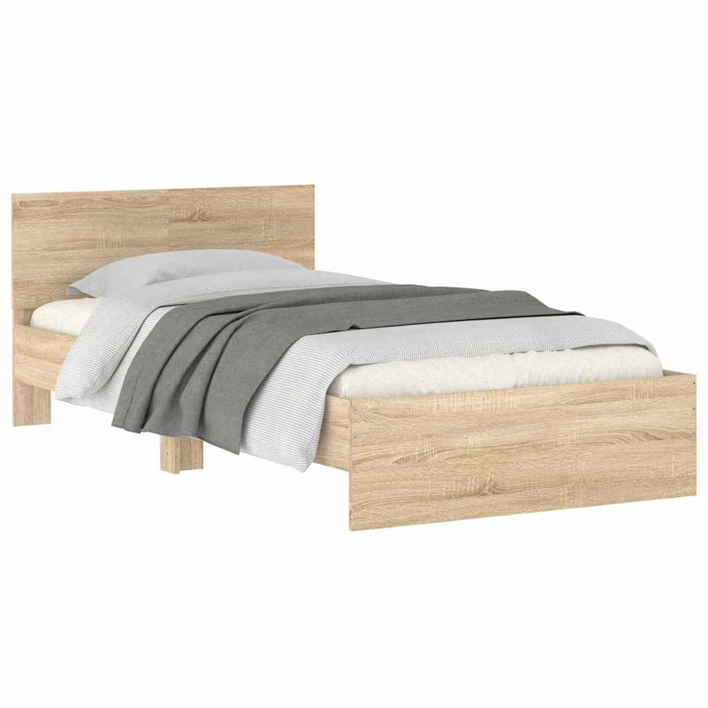 Sengeramme uten madrass med hodegavl sonoma eik 100x200 cm