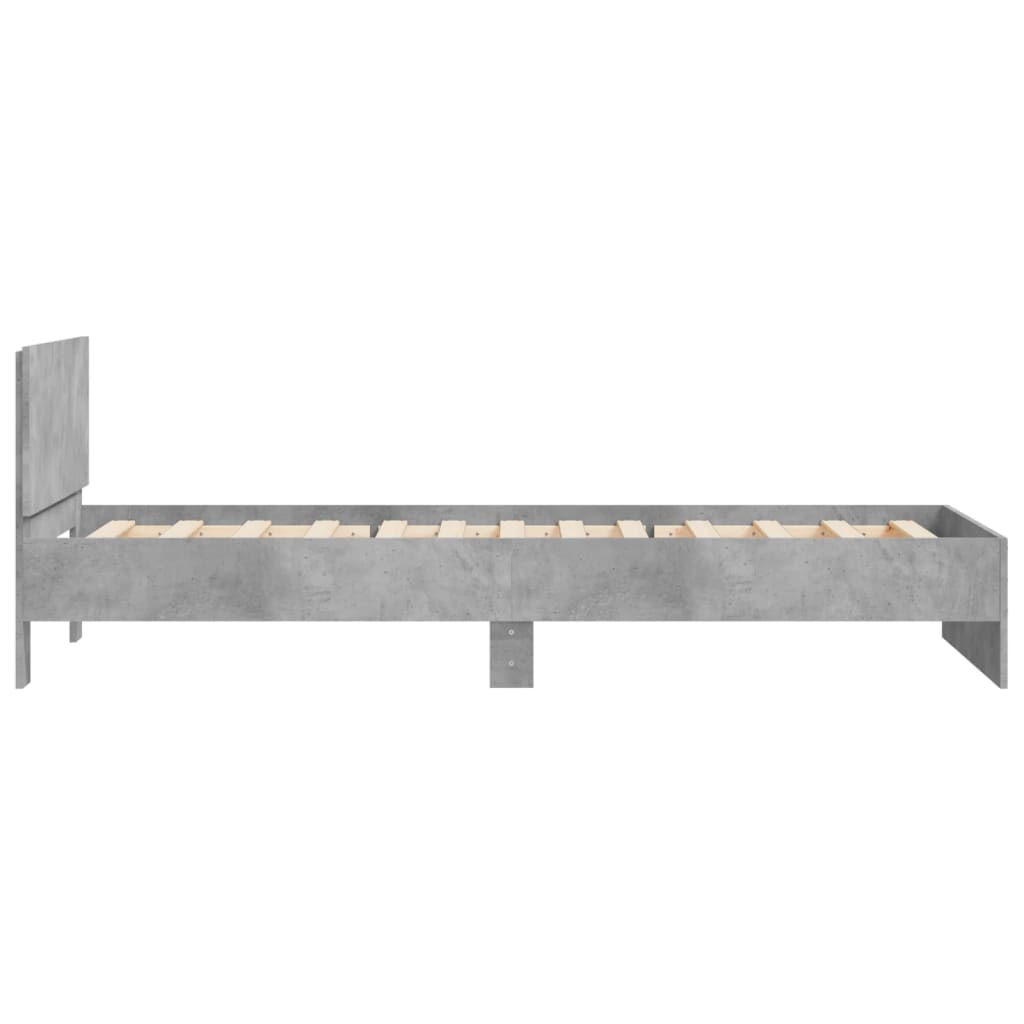 Sengeramme med hodegavl betonggrå 100x200 cm konstruert tre