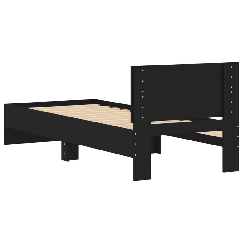 Sengeramme med hodegavl svart 90x200 cm konstruert tre