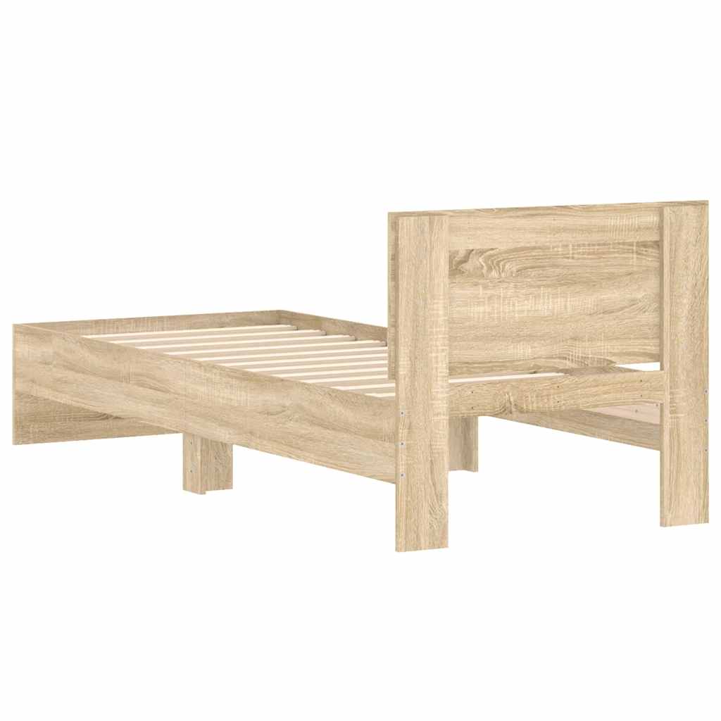 Sengeramme uten madrass med hodegavl sonoma eik 90x200 cm