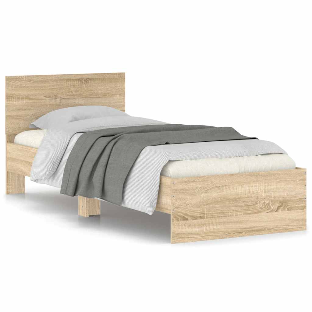 Sengeramme uten madrass med hodegavl sonoma eik 90x190 cm