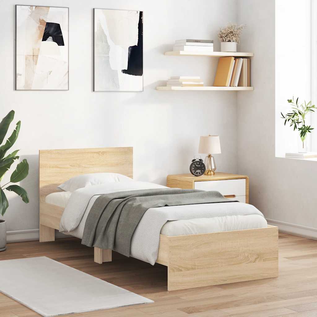 Sengeramme uten madrass med hodegavl sonoma eik 90x190 cm