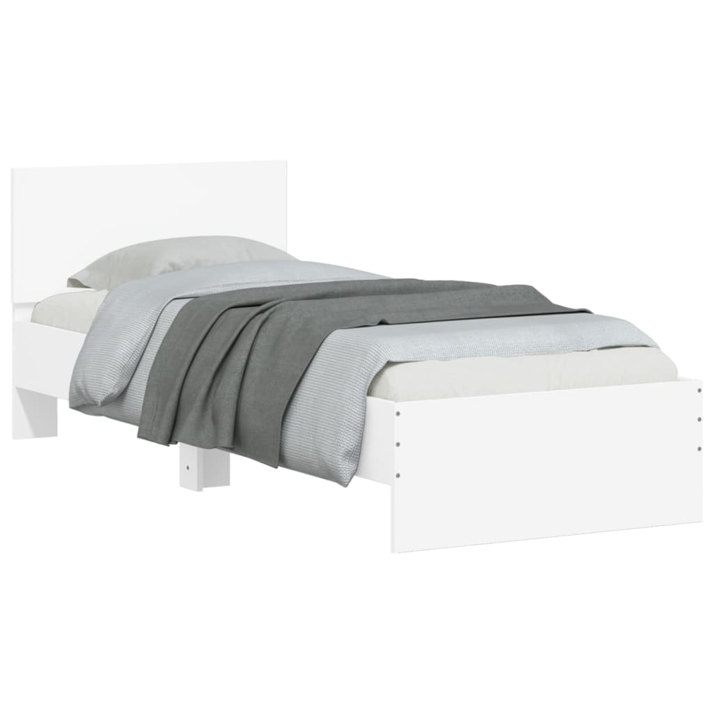 Sengeramme med hodegavl hvit 75x190 cm konstruert tre