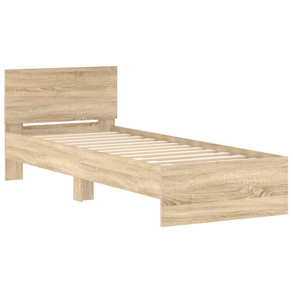 Sengeramme uten madrass med hodegavl sonoma eik 75x190 cm