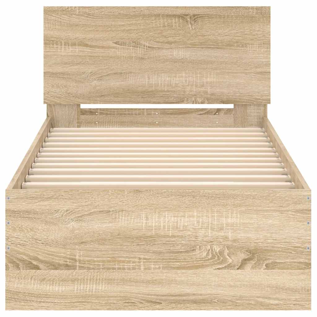 Sengeramme uten madrass med hodegavl sonoma eik 75x190 cm