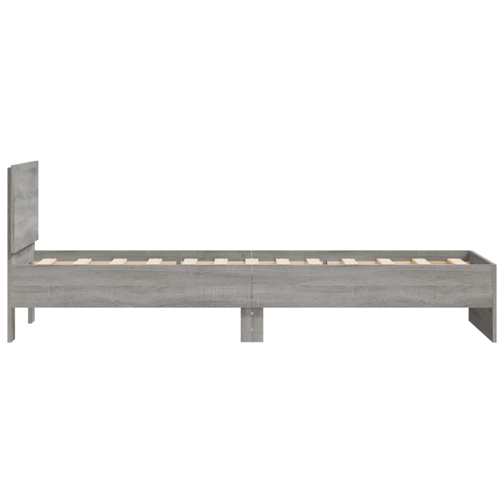 Sengeramme med hodegavl grå sonoma 75x190 cm konstruert tre
