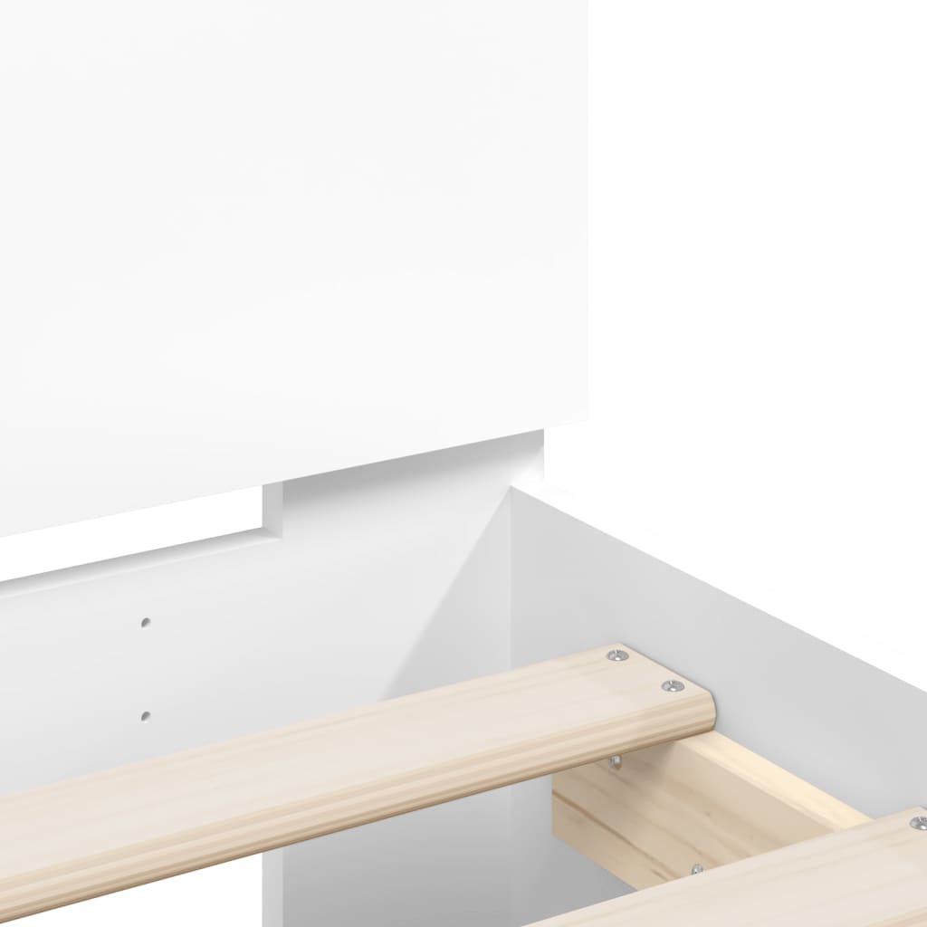 Sengeramme med hodegavl og LED-lys hvit 90x190 cm
