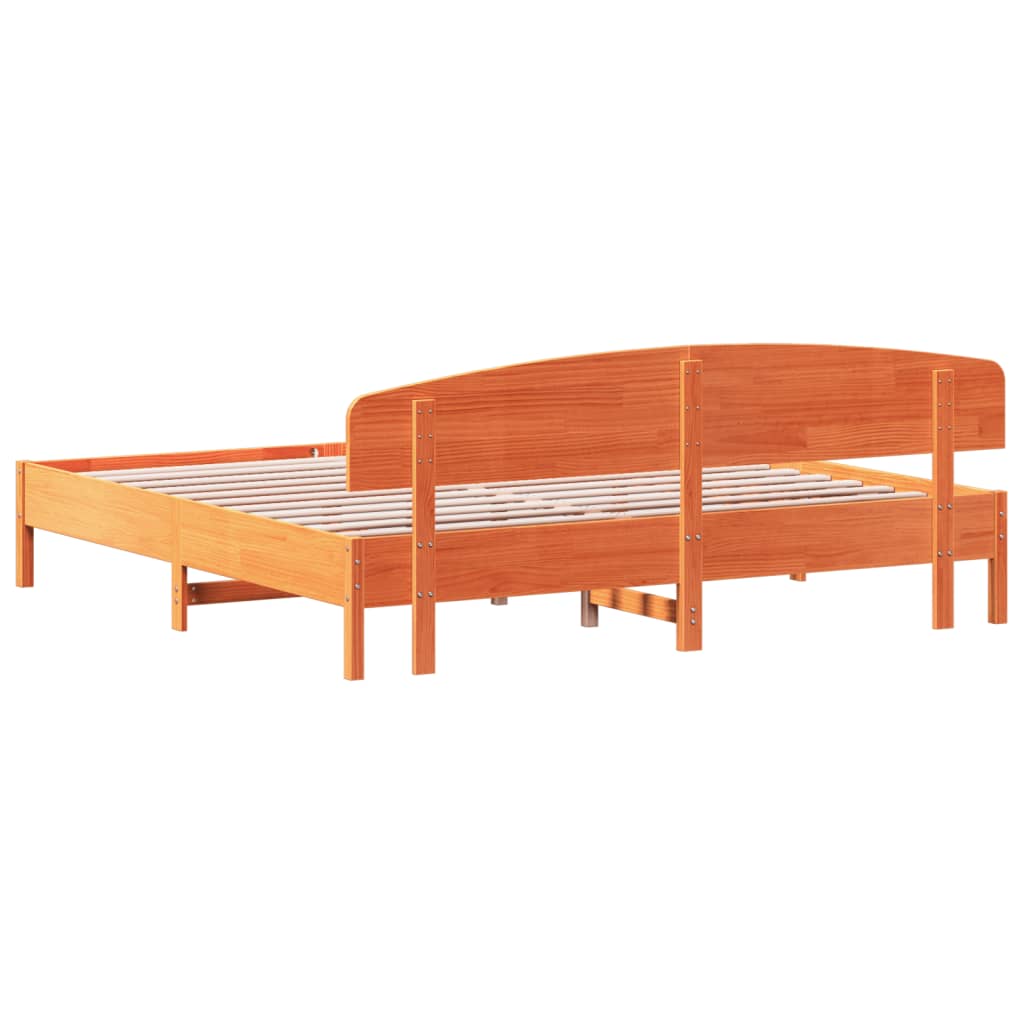 Sengeramme uten madrass voksbrun 200x200 cm heltre furu