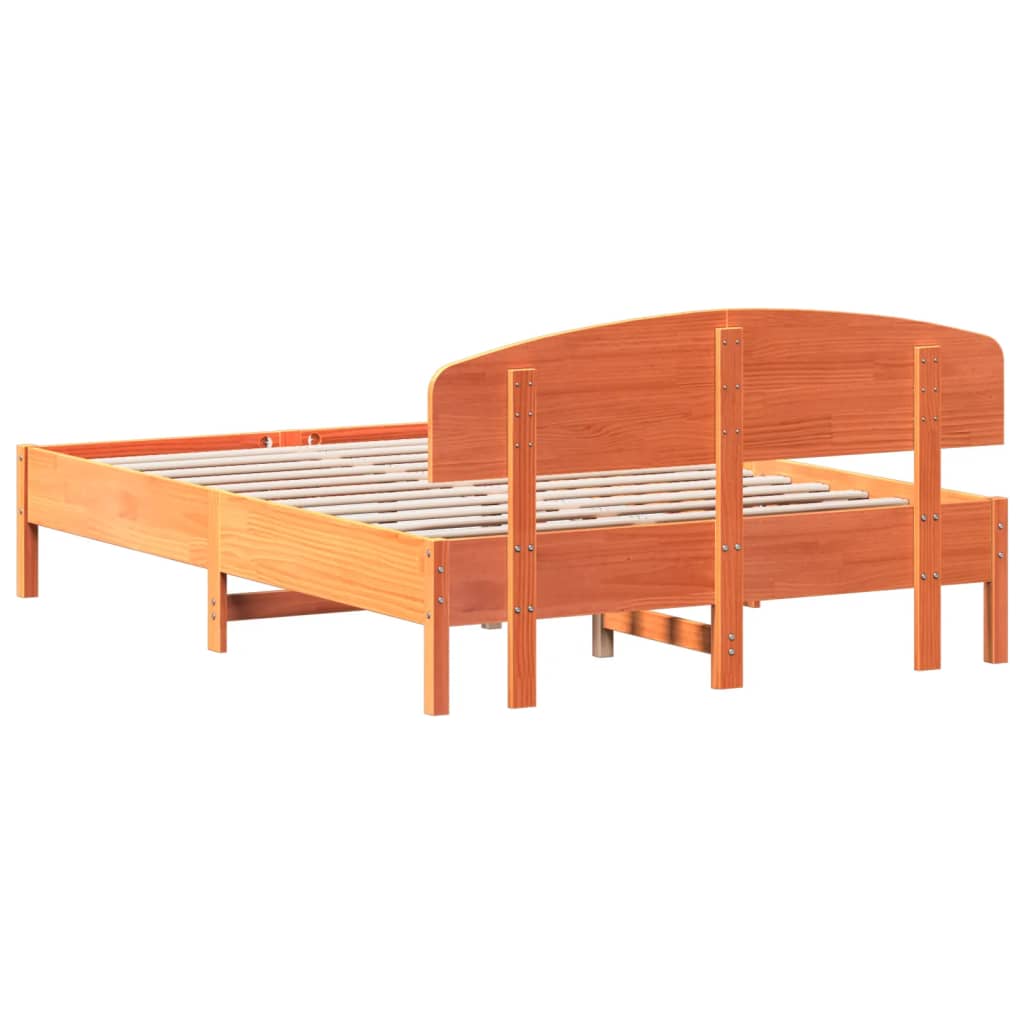Sengeramme uten madrass voksbrun 140x200 cm heltre furu