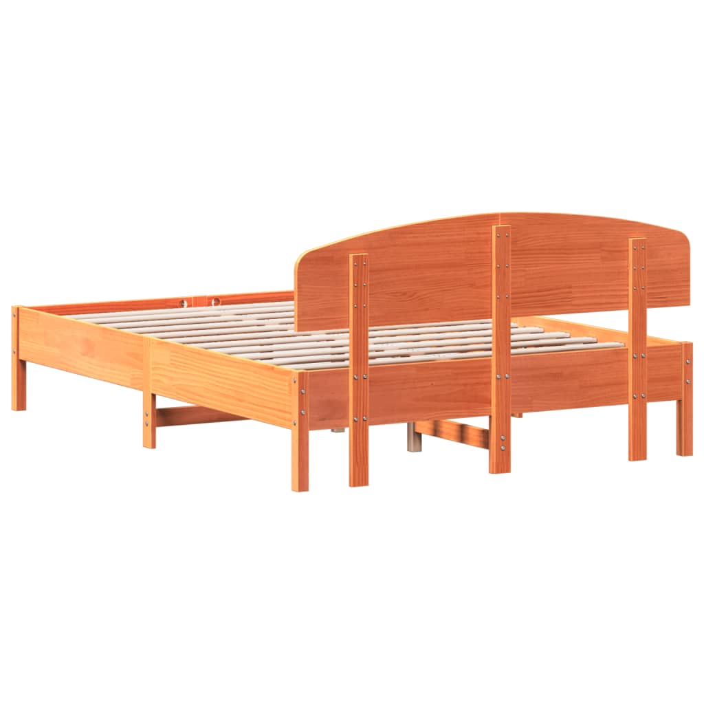 Sengeramme uten madrass voksbrun 140x200 cm heltre furu