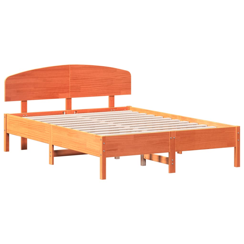 Sengeramme uten madrass voksbrun 140x190 cm heltre furu