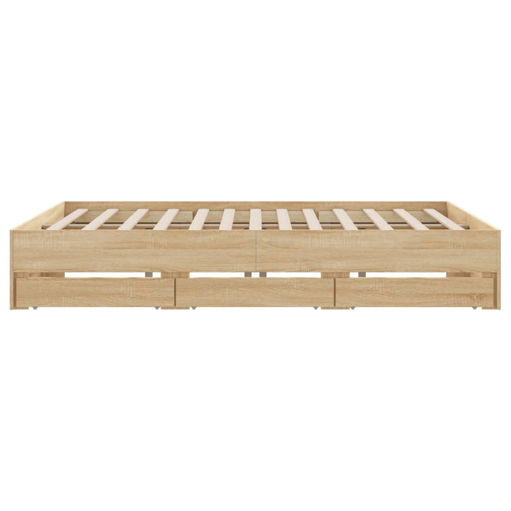 Sengeramme med skuffer sonoma eik 200x200 cm konstruert tre