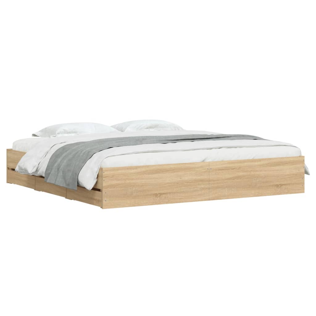 Sengeramme med skuffer sonoma eik 180x200 cm konstruert tre