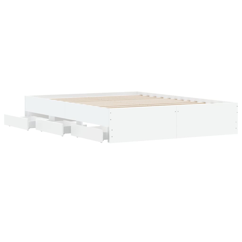 Sengeramme høyglans hvit 140x200 cm konstruert tre