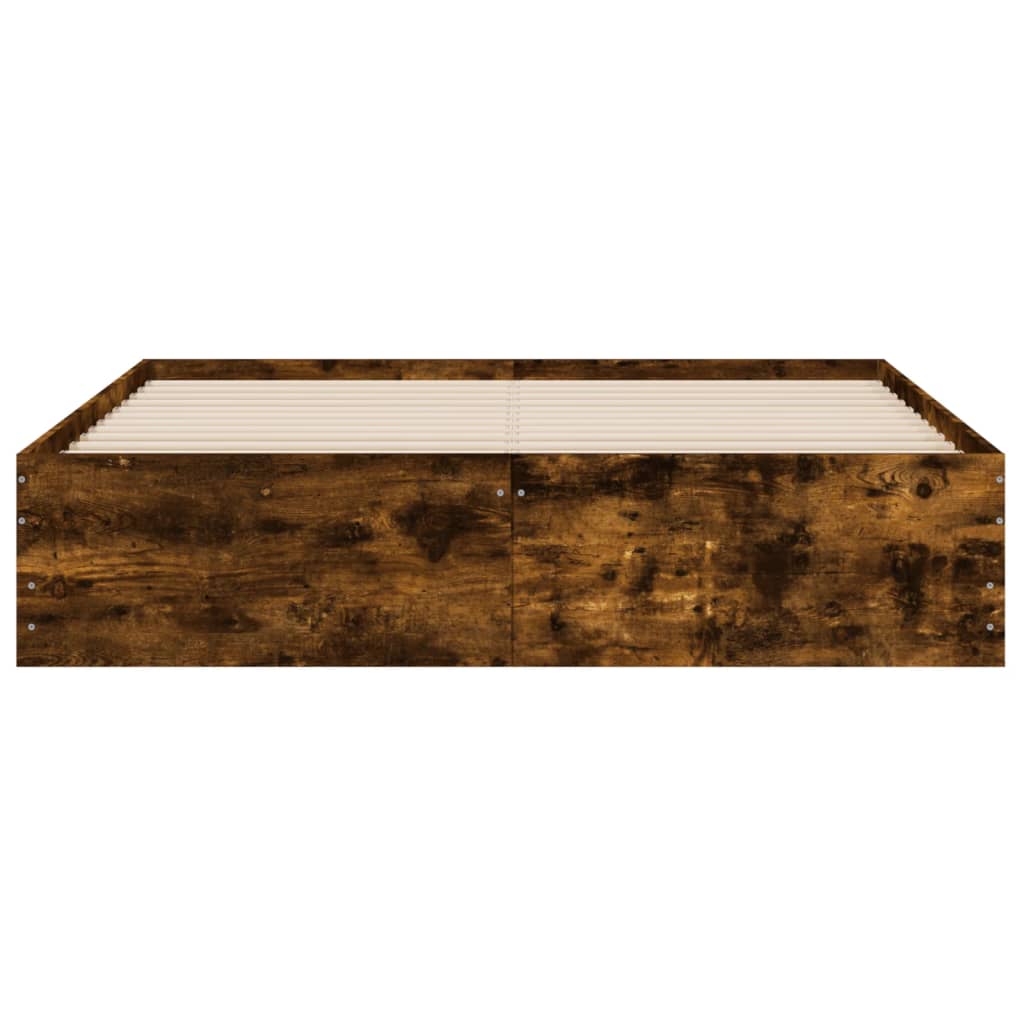 Sengeramme med skuffer røkt eik 140x200 cm konstruert tre