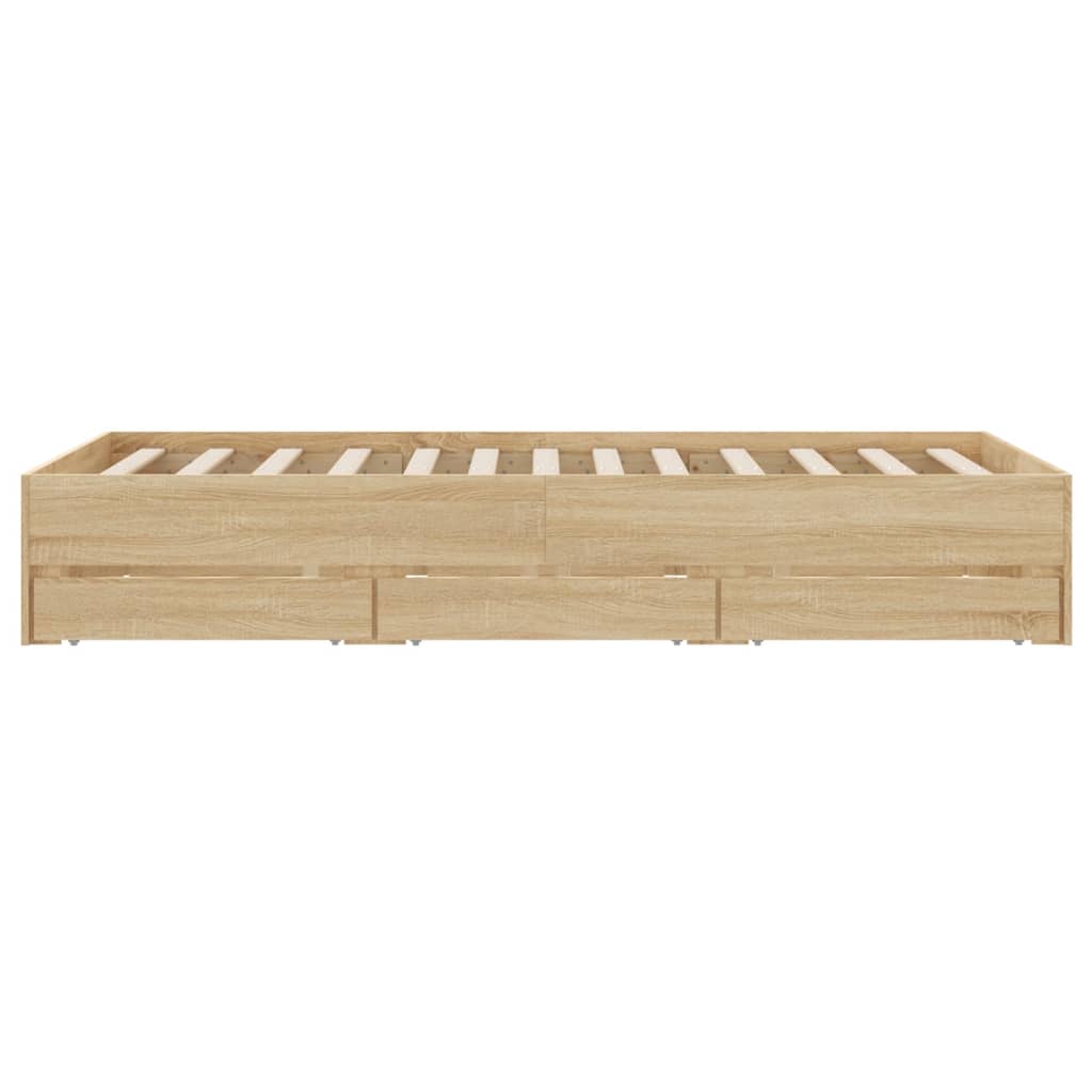 Sengeramme med skuffer sonoma eik 120x200 cm konstruert tre