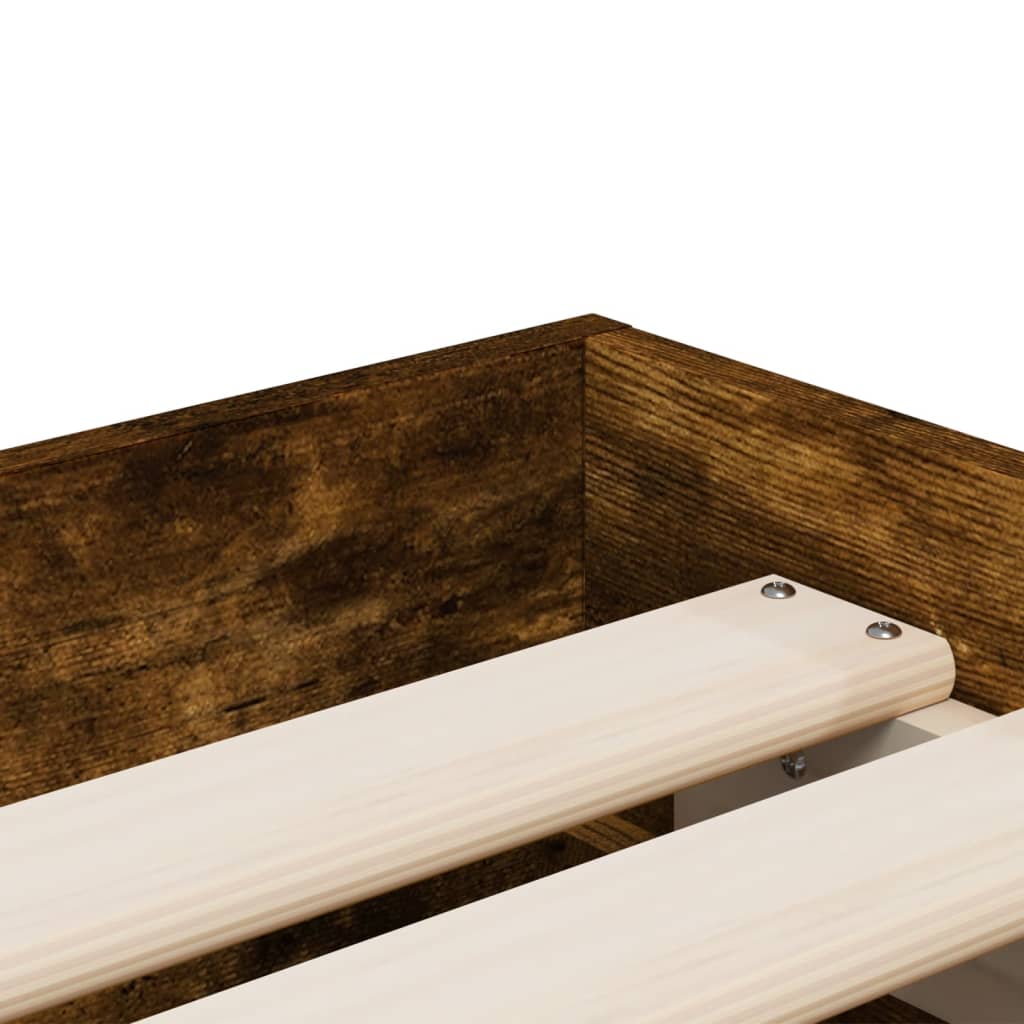 Sengeramme med skuffer røkt eik 100x200 cm konstruert tre