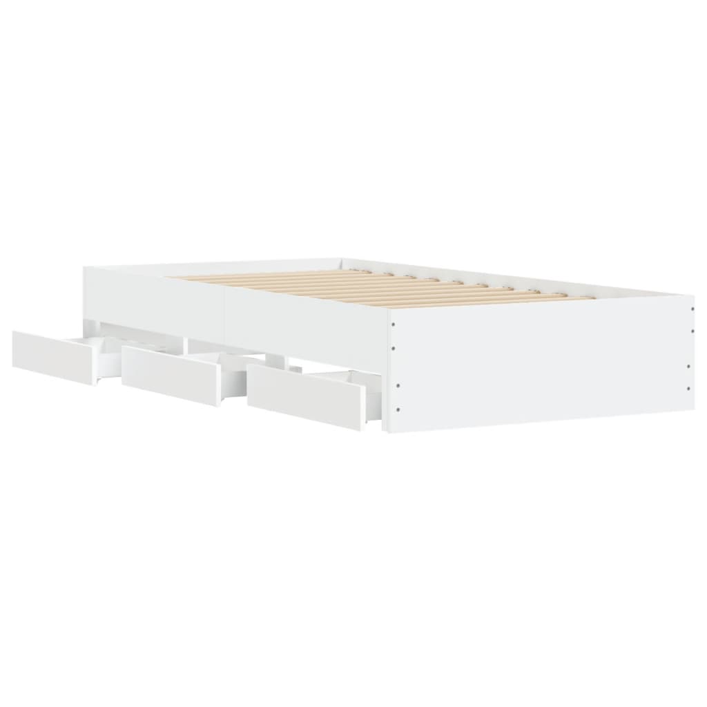 Sengeramme med skuffer hvit 90x200 cm konstruert tre