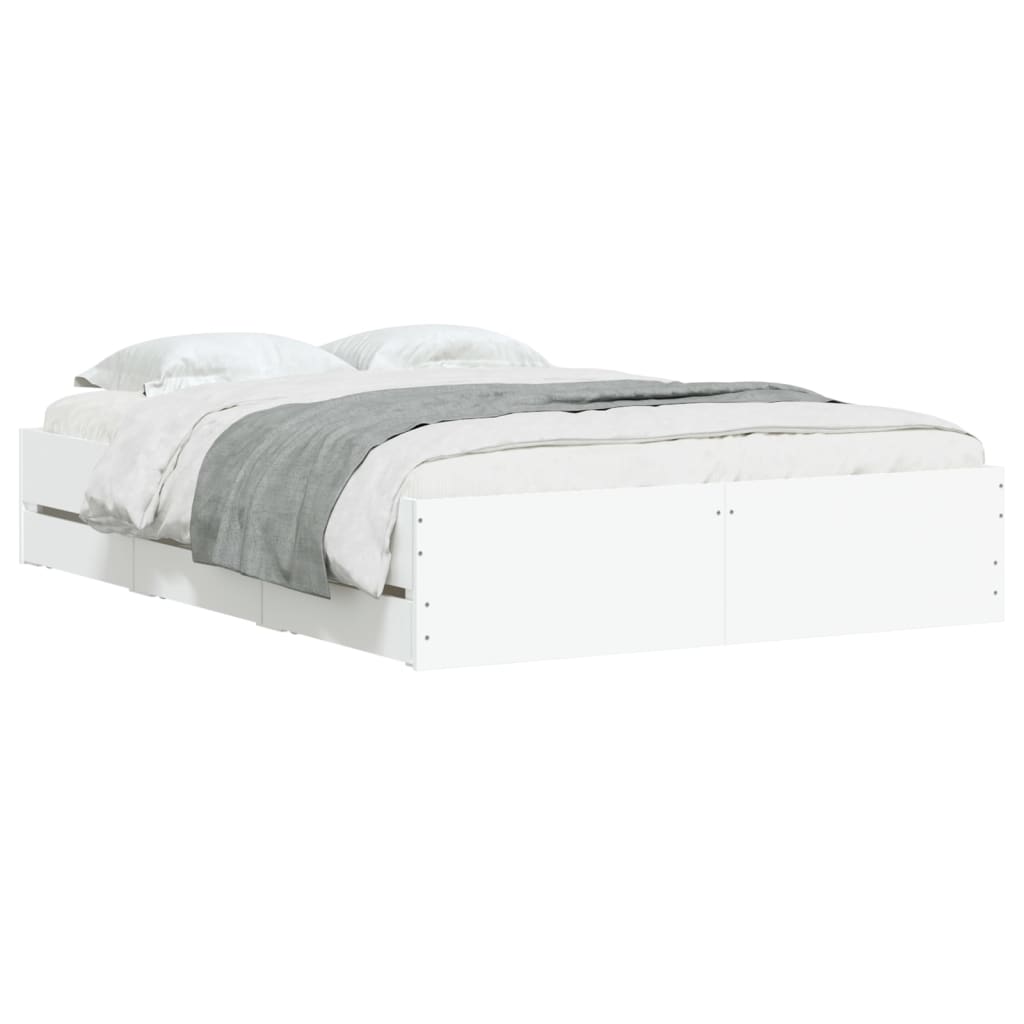 Sengeramme med skuffer hvit 120x190 cm konstruert tre