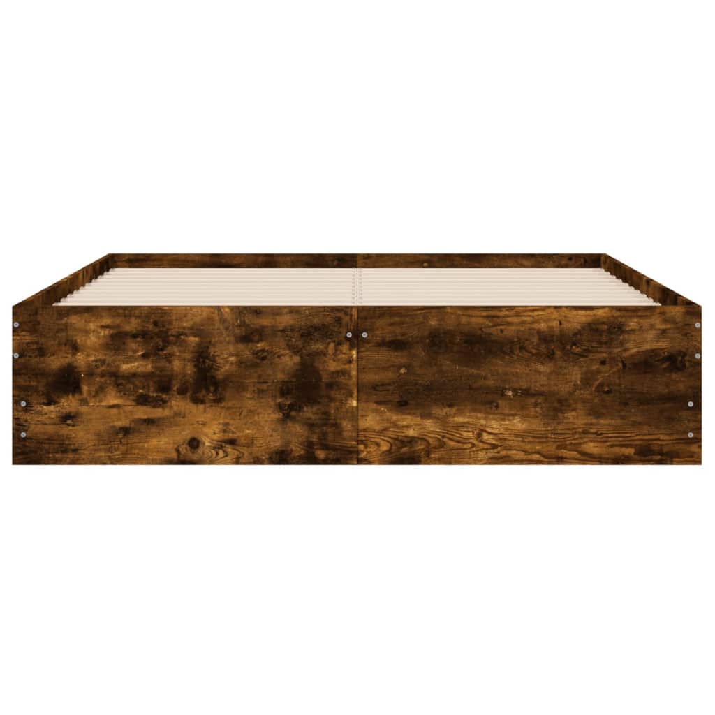 Sengeramme med skuffer røkt eik 120x190 cm konstruert tre