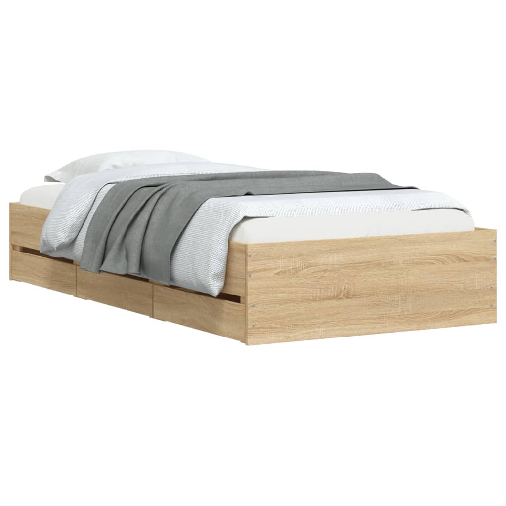 Sengeramme med skuffer sonoma eik 75x190 cm konstruert tre