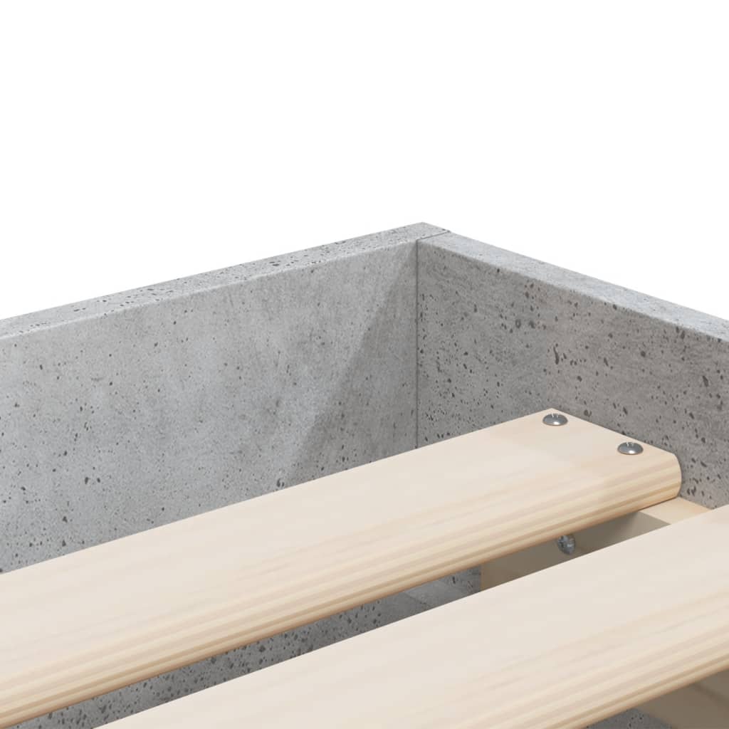Sengeramme med skuffer betonggrå 75x190 cm konstruert tre