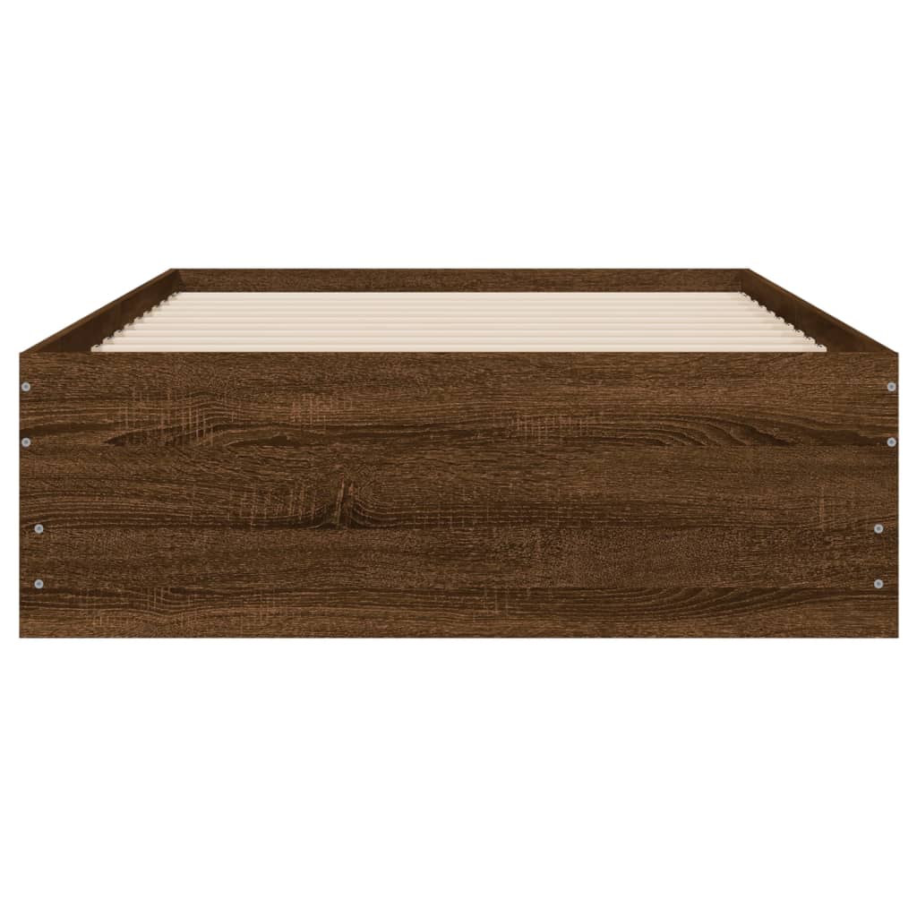 Sengeramme med skuffer brun eik 75x190 cm konstruert tre