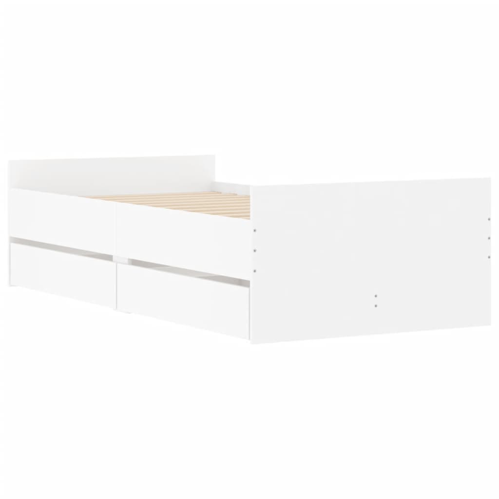 Sengeramme med skuffer hvit 90x200 cm