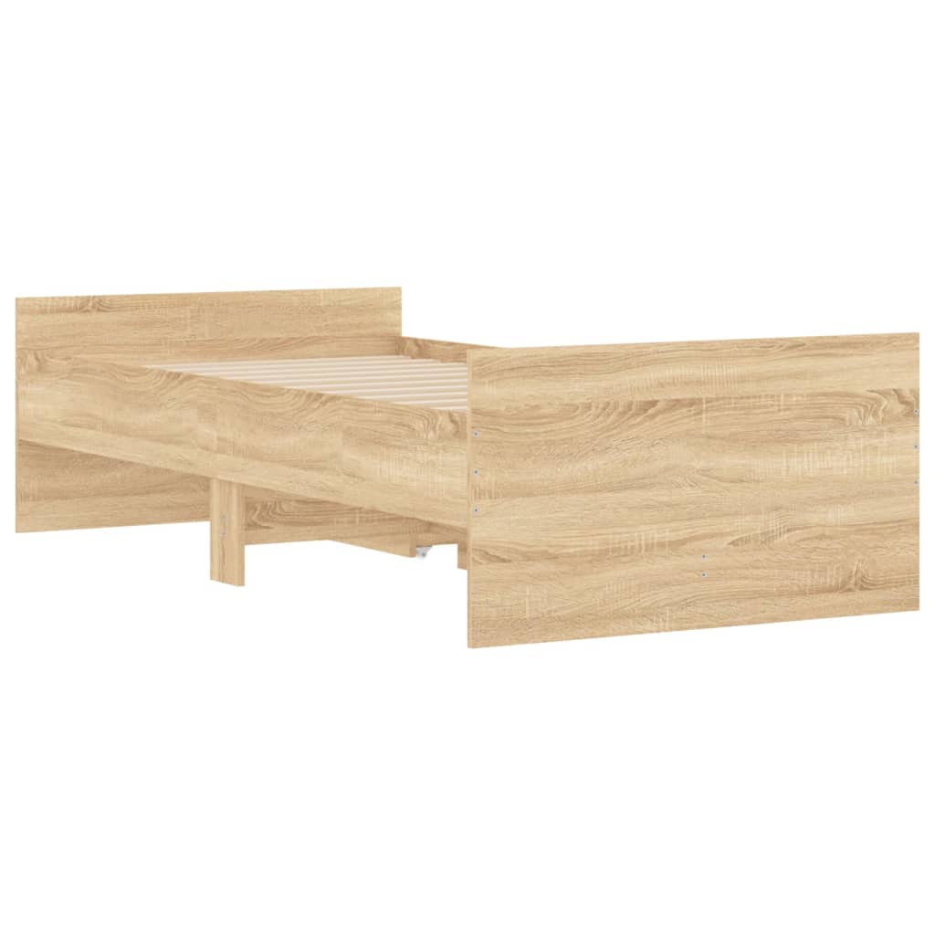 Sengeramme med skuffer sonoma eik 75x190 cm