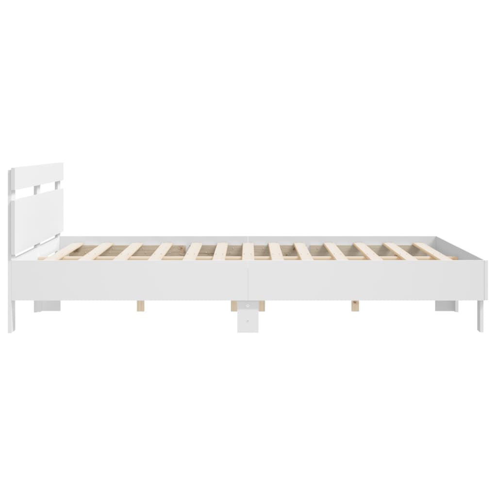 Sengeramme med hodegavl hvit 200x200 cm konstruert tre