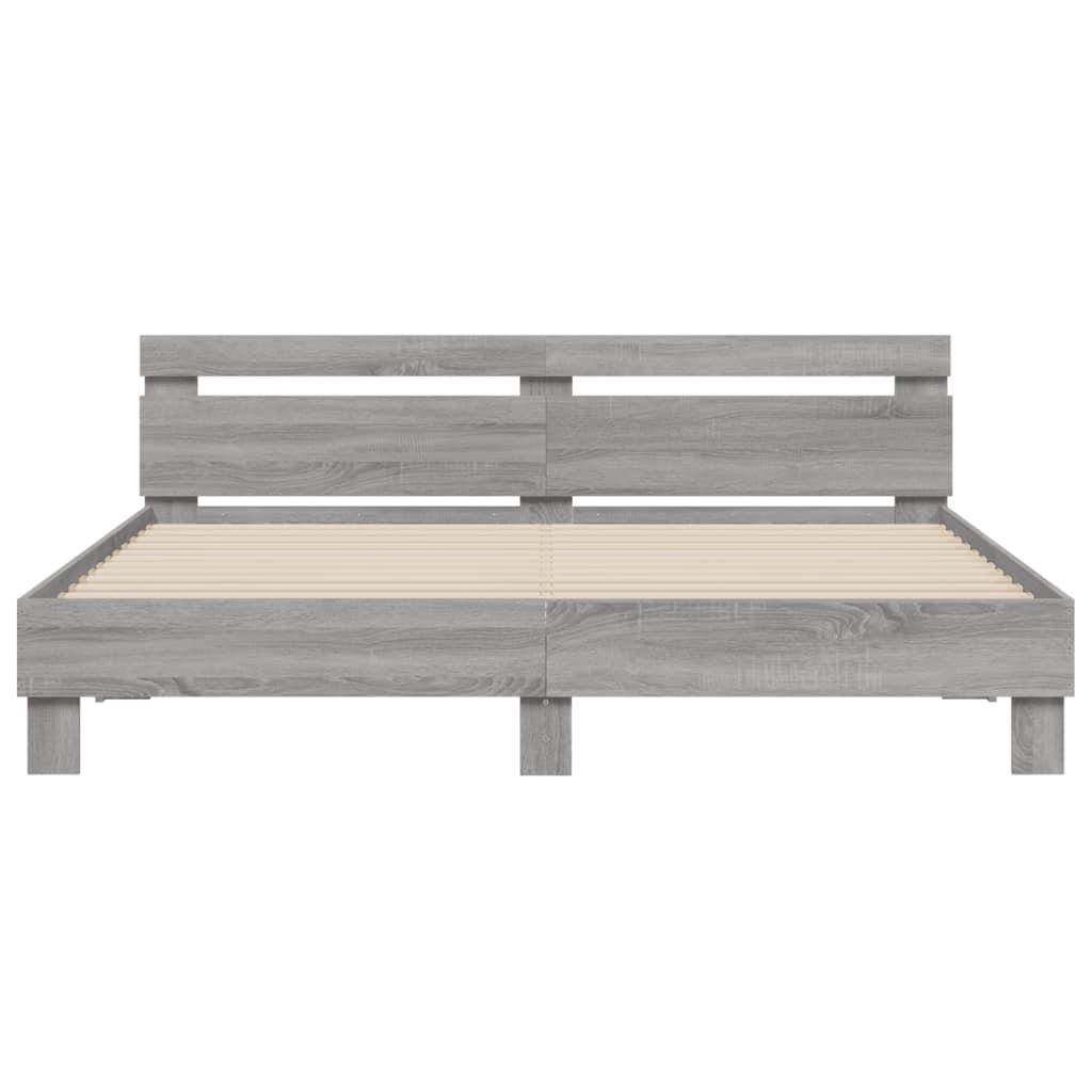 Sengeramme med hodegavl grå sonoma 200x200 cm konstruert tre